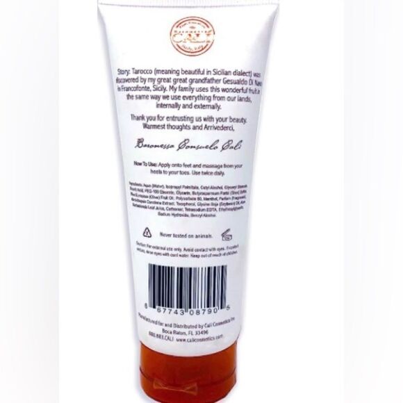 Cali Tarocco Sicilian Blood Orange Foot Cream Refreshing and Moisturizing 4 OZ - Picture 2 of 4